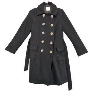 Old Navy Back Pea Coat Women's S Double Breasted, Tie Waist Belt Wool Blend